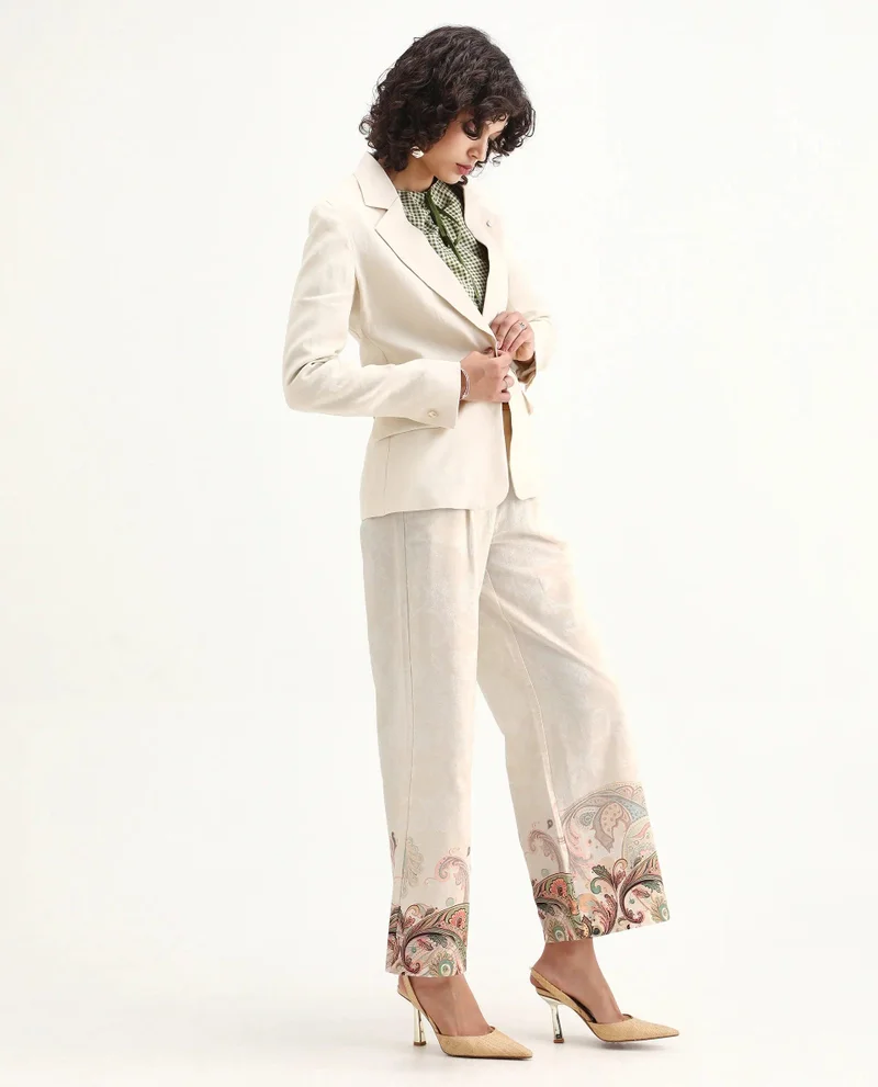 Rareism Women's Paisley Print Wide Leg Trouser