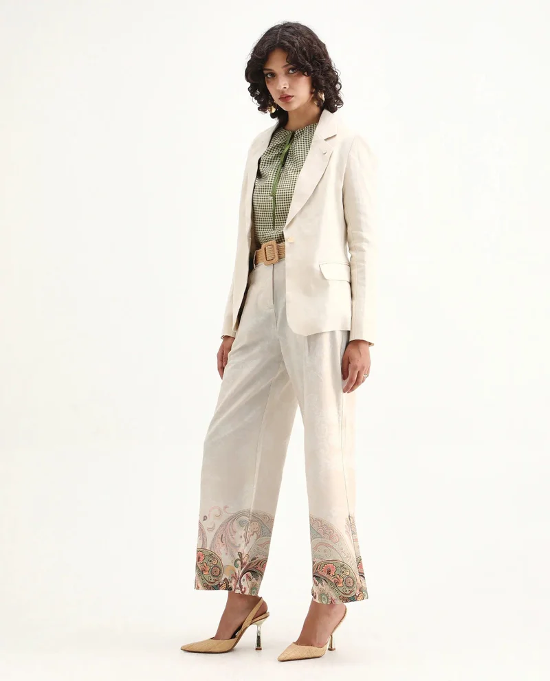 Rareism Women's Paisley Print Wide Leg Trouser