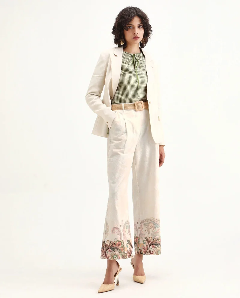 Rareism Women's Paisley Print Wide Leg Trouser