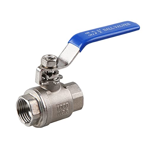 YanTone 1/2 Inch Full Port Ball Valve, 304 Stainless Steel Shut Off Valve for Water Oil and Gas, 1000 PSI (WOG) - 1/2" NPT, 1 Piece - Image 1