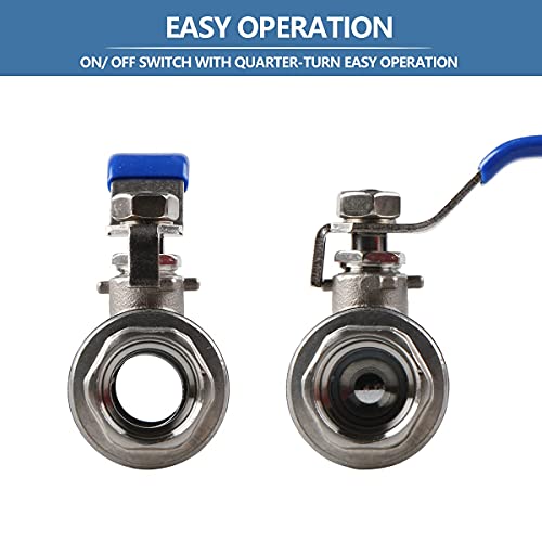 YanTone 1/2 Inch Full Port Ball Valve, 304 Stainless Steel Shut Off Valve for Water Oil and Gas, 1000 PSI (WOG) - 1/2" NPT, 1 Piece - Image 4