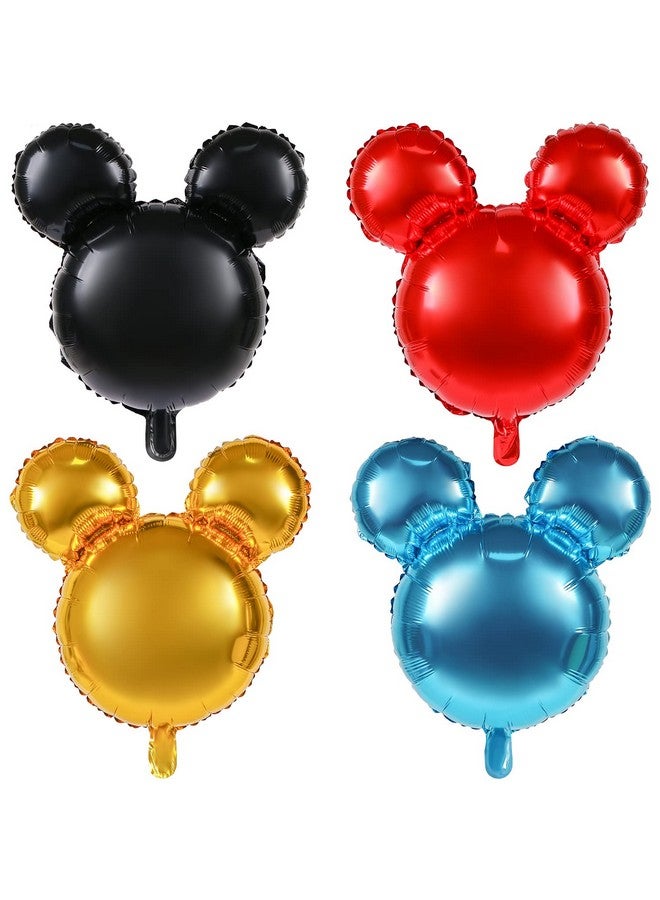 MIKIMIQI بالونات فويل على شكل رأس فأر MIKIMIQI 4 قطع، بالون مايلا 24 بوصة لتزيين حفلات عيد الميلاد، بالونات ألمنيوم عملاقة لوازم حفلات (أسود، أحمر، أزرق، ذهبي) - Image 1