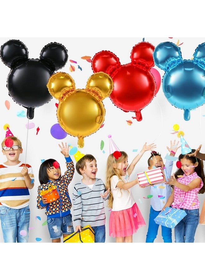 MIKIMIQI بالونات فويل على شكل رأس فأر MIKIMIQI 4 قطع، بالون مايلا 24 بوصة لتزيين حفلات عيد الميلاد، بالونات ألمنيوم عملاقة لوازم حفلات (أسود، أحمر، أزرق، ذهبي) - Image 4