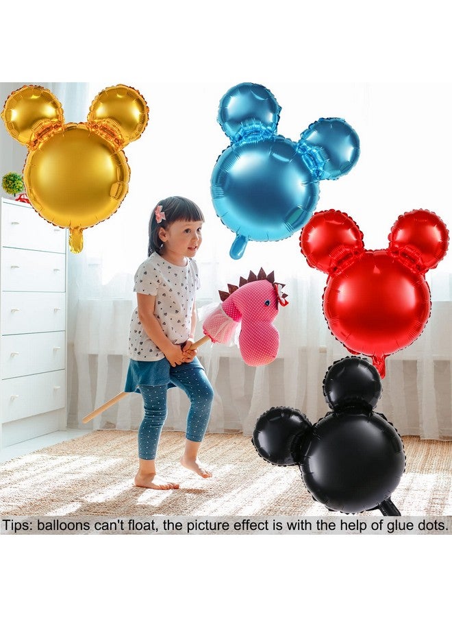MIKIMIQI بالونات فويل على شكل رأس فأر MIKIMIQI 4 قطع، بالون مايلا 24 بوصة لتزيين حفلات عيد الميلاد، بالونات ألمنيوم عملاقة لوازم حفلات (أسود، أحمر، أزرق، ذهبي) - Image 3