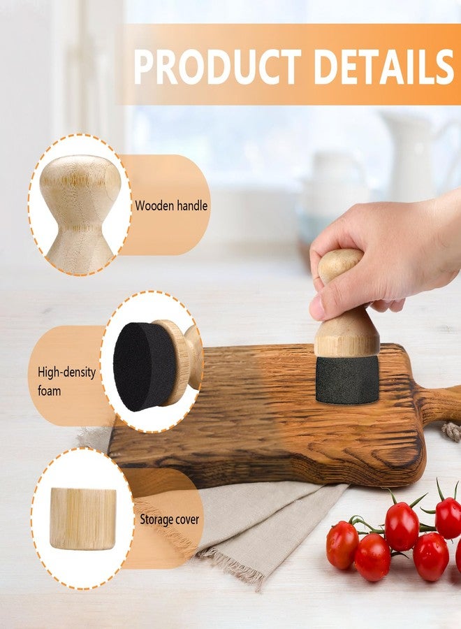 Roucerlin 2 Pieces Wood Cutting Board Oil Applicator with Lid, Wood Conditioner Wax Applicator Brush, No Mess Cutting Board Oiling Tool for Butcher Blocks Spatulas Spoons Wooden Utensil (Beige) - Image 3