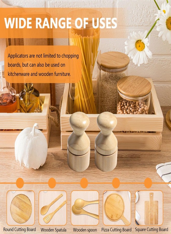 Roucerlin 2 Pieces Wood Cutting Board Oil Applicator with Lid, Wood Conditioner Wax Applicator Brush, No Mess Cutting Board Oiling Tool for Butcher Blocks Spatulas Spoons Wooden Utensil (Beige) - Image 4