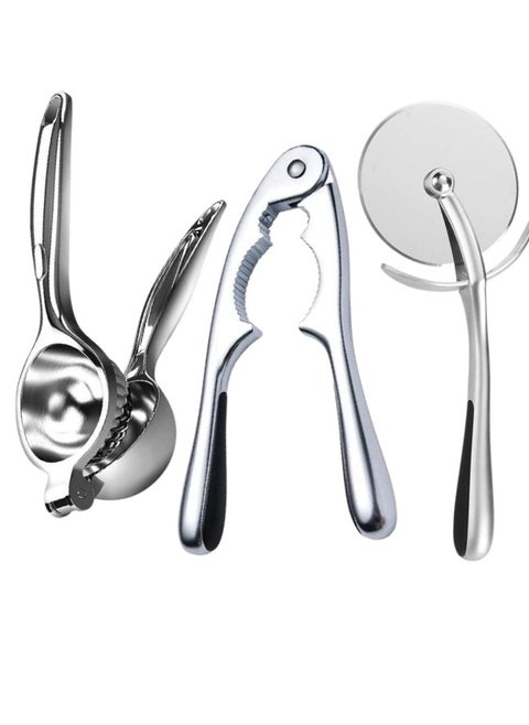 3-in-1 Kitchen Tool Set Nutcracker, Pizza Cutter, and Lemon Squeezer