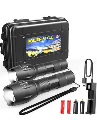 2Pack LED Rechargeable Flashlights - Mini Camping Flashlights with 2000 High Lumens, 5 Modes, Zoomable Beam Versatile Tactical Flash Light for Outdoor and Home Use - pzsku/Z2A1D14F1EBA23C9A7627Z/45/1748107191/5451baa4-1de9-4afa-9ae8-b81dcc9dcd60