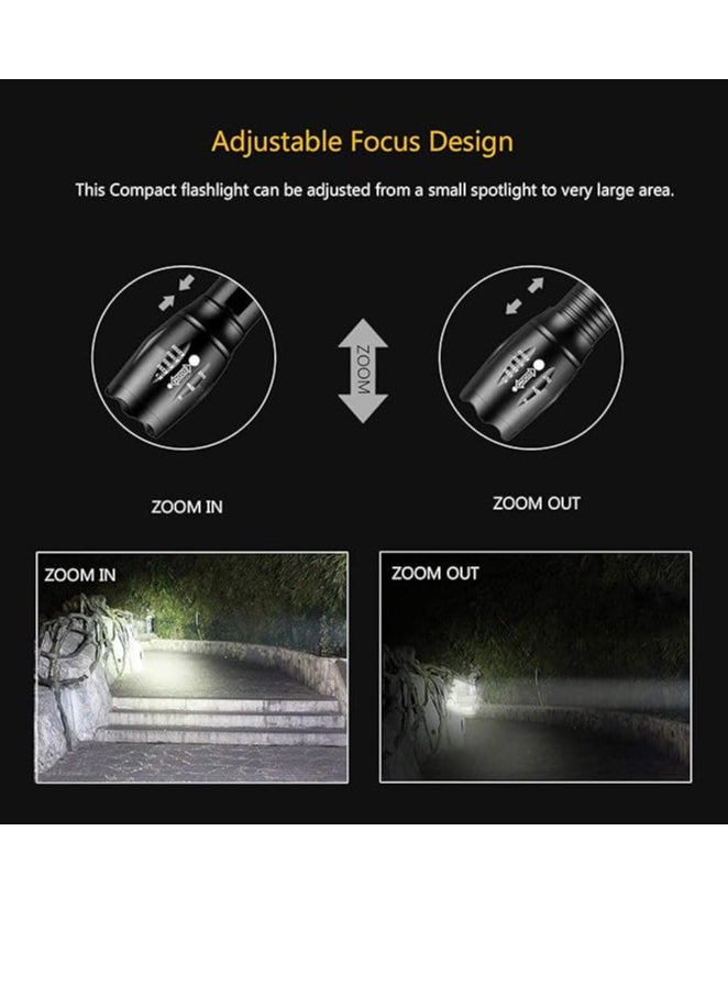 QLIGHT 2Pack LED Rechargeable Flashlights - Mini Camping Flashlights with 2000 High Lumens, 5 Modes, Zoomable Beam Versatile Tactical Flash Light for Outdoor and Home Use  - Image 5