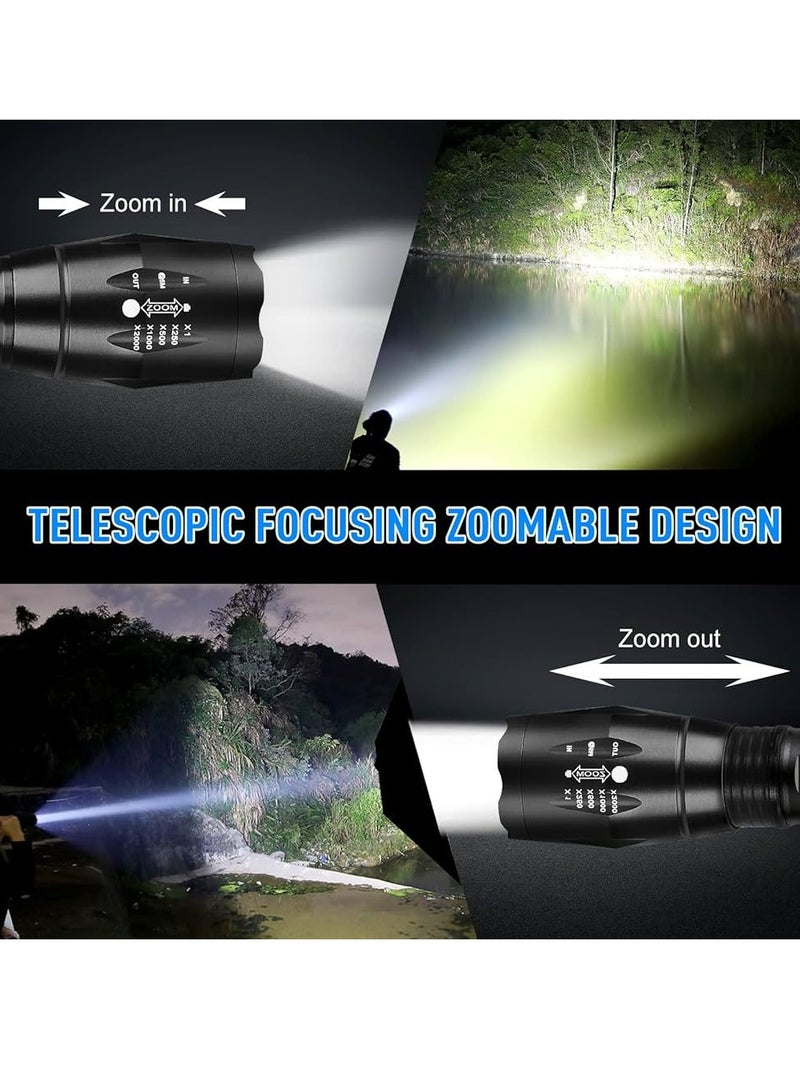 QLIGHT 2Pack LED Rechargeable Flashlights - Mini Camping Flashlights with 2000 High Lumens, 5 Modes, Zoomable Beam Versatile Tactical Flash Light for Outdoor and Home Use - Image 3
