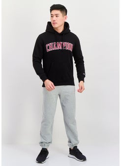 Champion Men Sportswear Fit Long Sleeve Outdoor Hooded Sweatshirt, Black  - Image 2