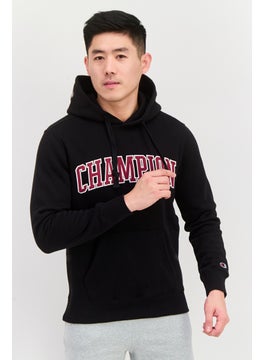 Champion Men Sportswear Fit Long Sleeve Outdoor Hooded Sweatshirt, Black  - Image 1