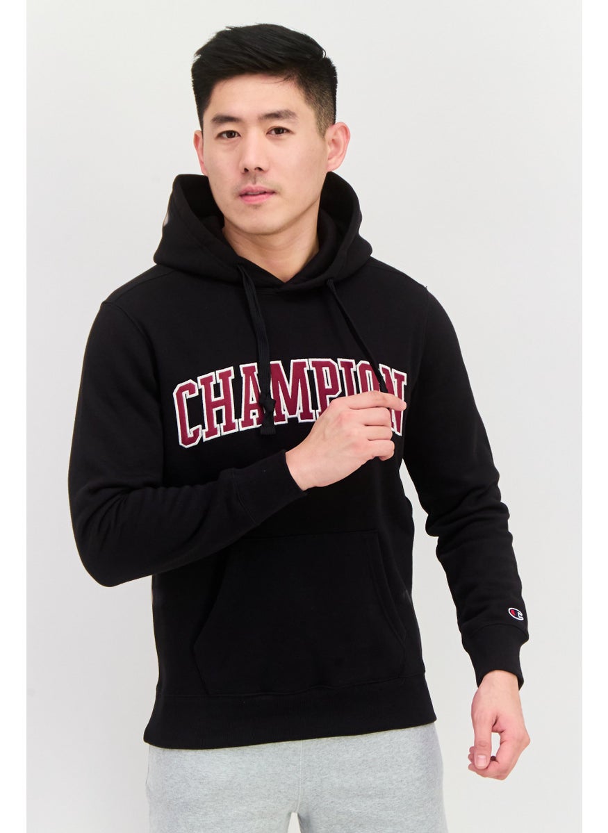 Champion Men Sportswear Fit Long Sleeve Outdoor Hooded Sweatshirt, Black  - Image 1