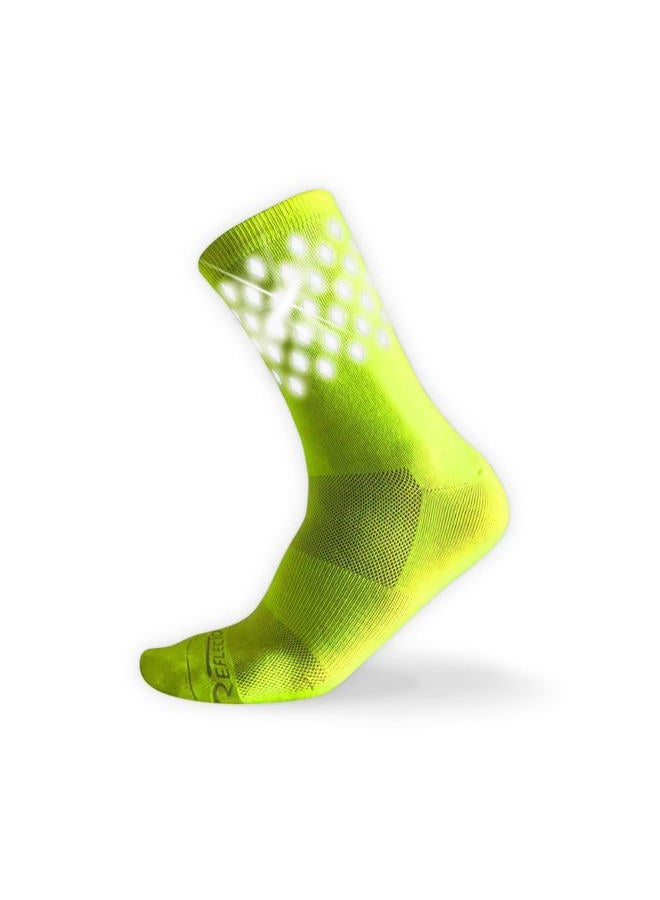 ReflecToes Reflective Socks - High Visibility Cycling and Running Socks for Night Runners, Bikers, and Outdoor Athletes, Yellow-vented, L - Image 1