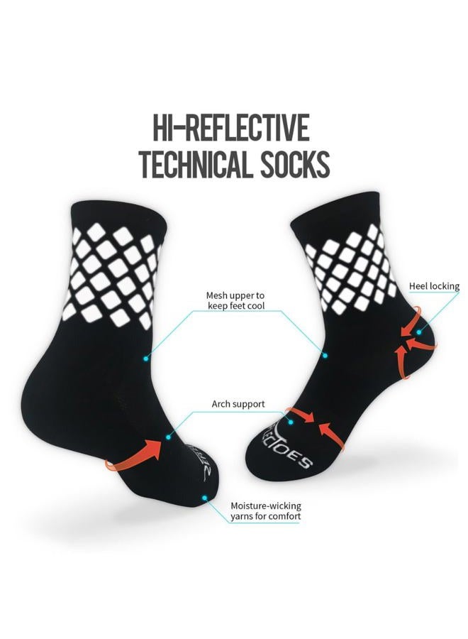 ReflecToes Reflective Socks - High Visibility Cycling and Running Socks for Night Runners, Bikers, and Outdoor Athletes, Yellow-vented, L - Image 3