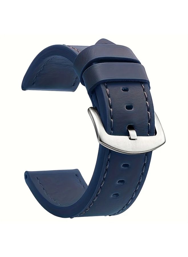 22mm Faux Leather Watch Strap For Smartwatch Universal Replacement Wristband Grey - Image 5