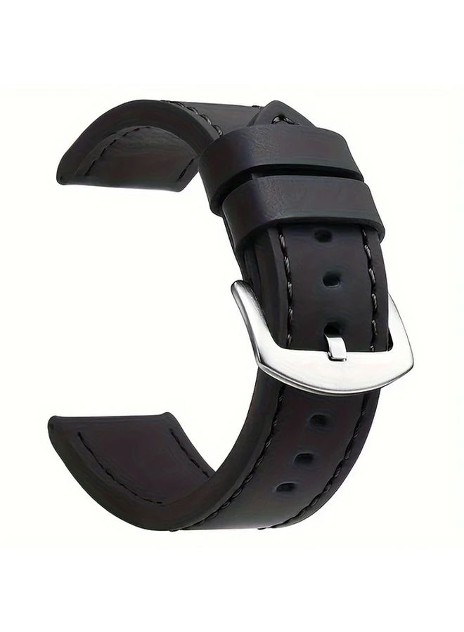22mm Faux Leather Watch Strap For Smartwatch Universal Replacement Wristband Grey - Image 3