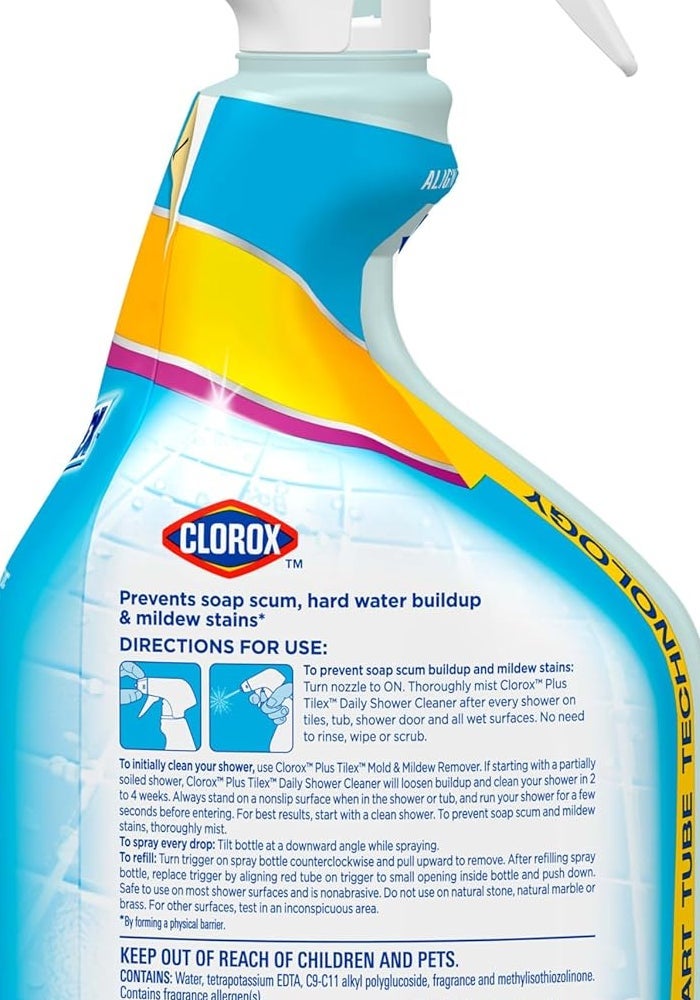 Tilex Clorox Plus Tilex Daily Shower Cleaner - 32oz Spray Bottle for Soap Scum and Hard Water Buildup - Image 4