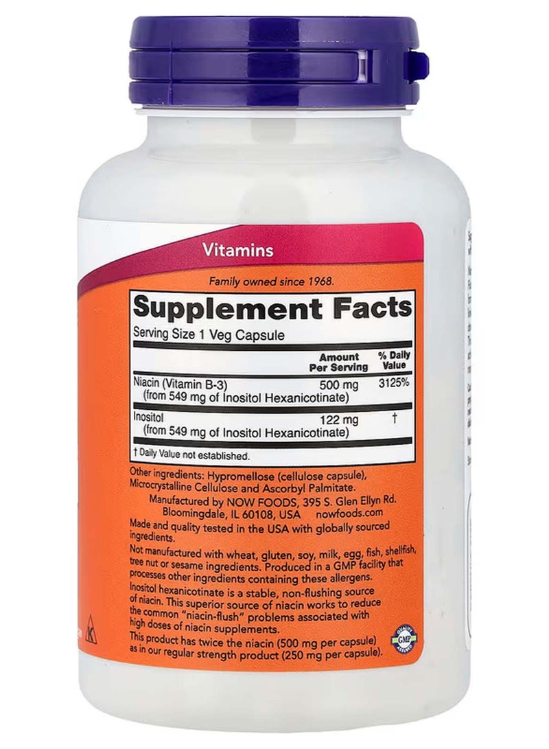 now Flush-Free Niacin, 500 mg, 90 Veg Capsules - Image 2