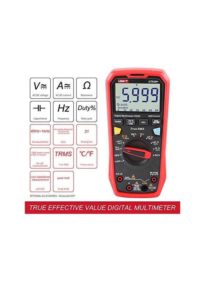 UNI-T UNI-T UT61D+ Digital Multimeter True RMS AC/DC Voltage Current Resistance Capacitance r  - Image 3