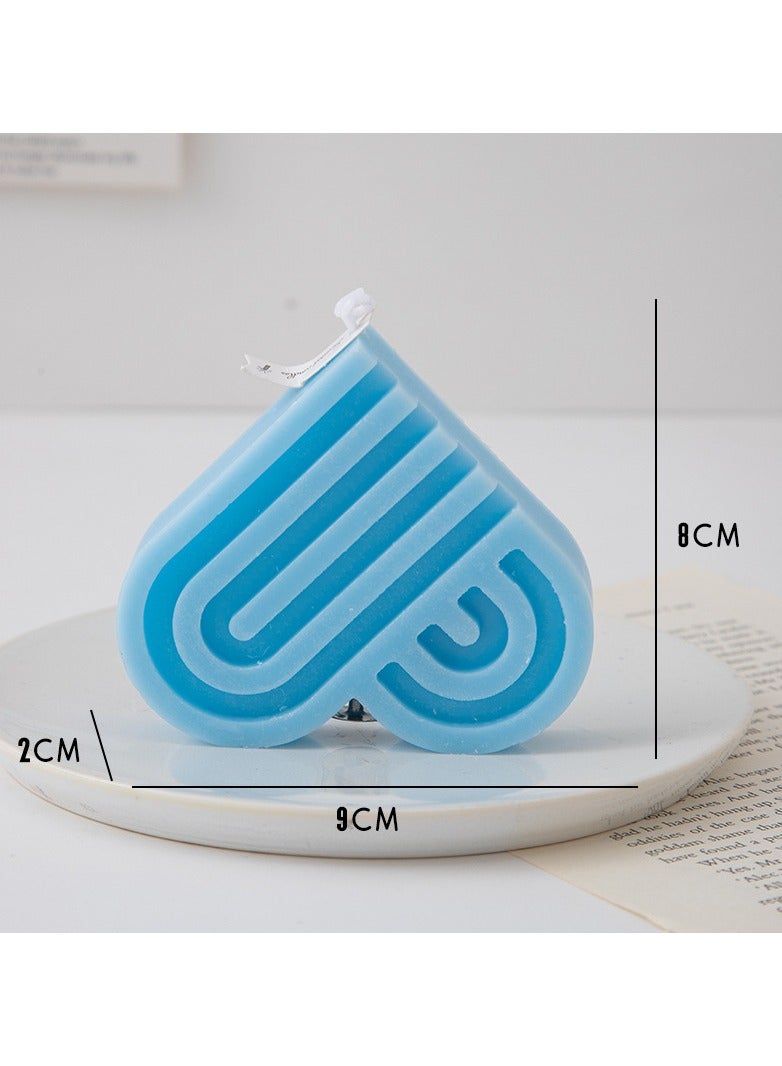 شموع معطرة على شكل قلب، إكليل الجبل والنعناع/ شمعة معطرة بشمع الصويا على شكل هندسي بسيط، شموع معطرة مصنوعة يدويًا للمنزل/هدية الزفاف، شموع عيد الميلاد (أزرق)