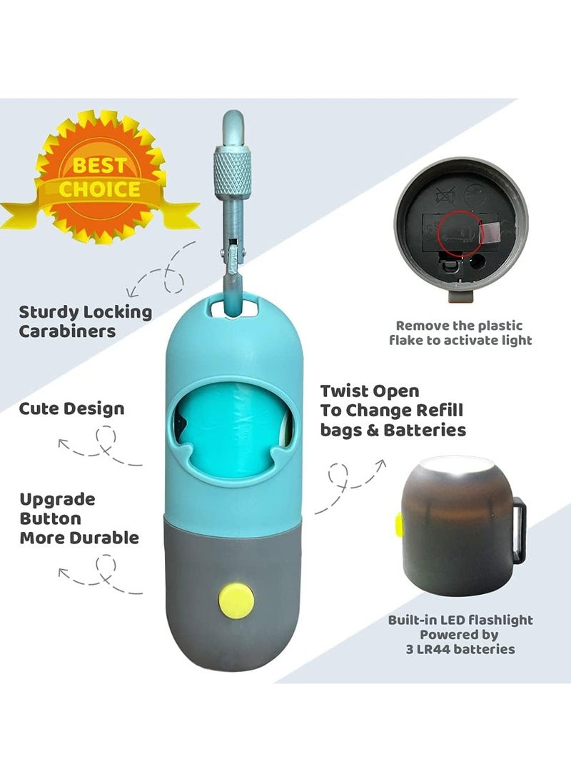 Dog Bag Dispenser with Built-in LED Flashlight and Metal Clip for Leash, Pet Waste 15Bags 1Holder, Dog Walking Accessory (Random Color) - Image 3