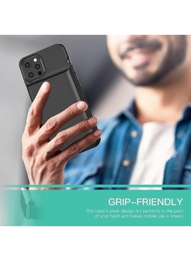 Battery Pack Slim Charger Case Compatible with iPhone 14 Pro 6.1 inch, Black - Image 5