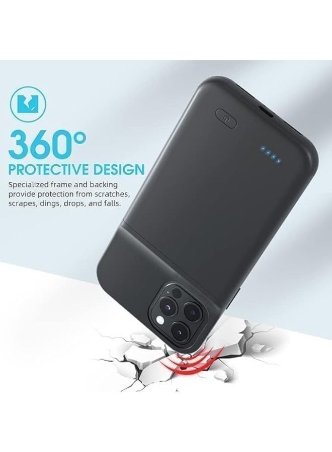 Battery Pack Slim Charger Case Compatible with iPhone 14 Pro 6.1 inch, Black - Image 4