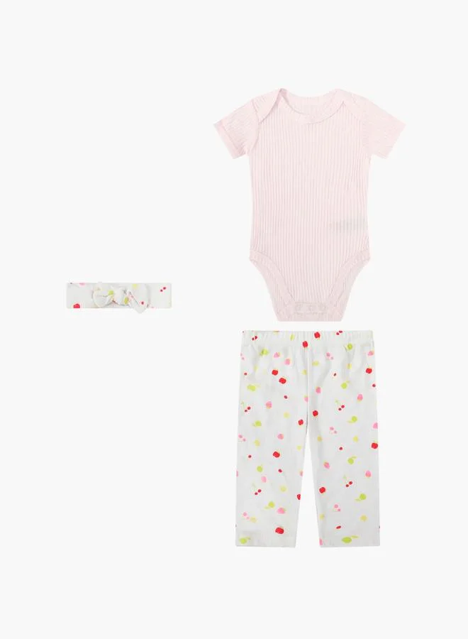 Mothers Choice 3-Piece Baby Outfit Ribbed Bodysuit, Pants and Headband Set