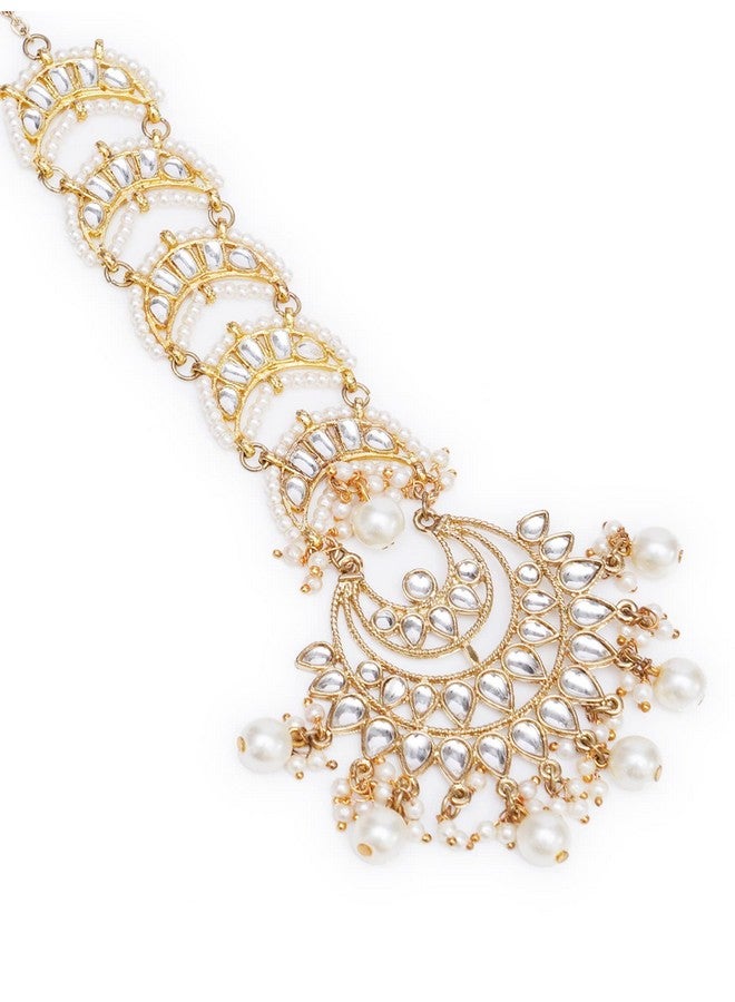 Karatcart Gold Plated Handcrafted Moon Shaped Kundan Maangtikka - Image 1
