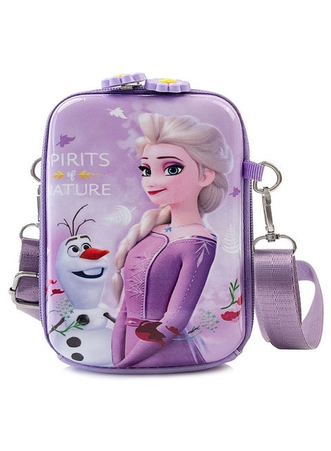 Frozen Princess Elsa Girls Water Resistant School Bag，Baby Cute Purple Crossbody bag， Waterproof Wear resistant Anti seismic