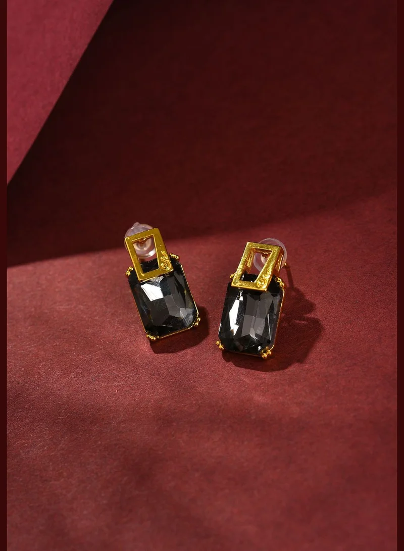 SOHI Gold Plated Designer Stone Stud