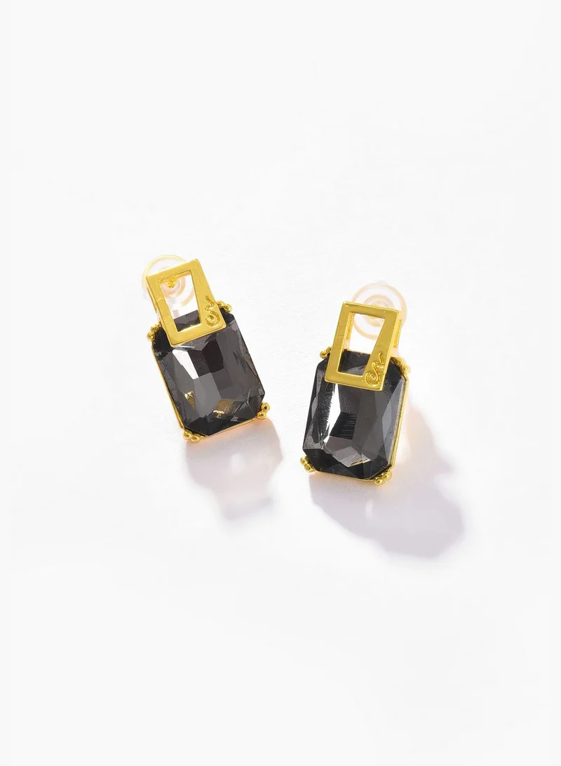 SOHI Gold Plated Designer Stone Stud