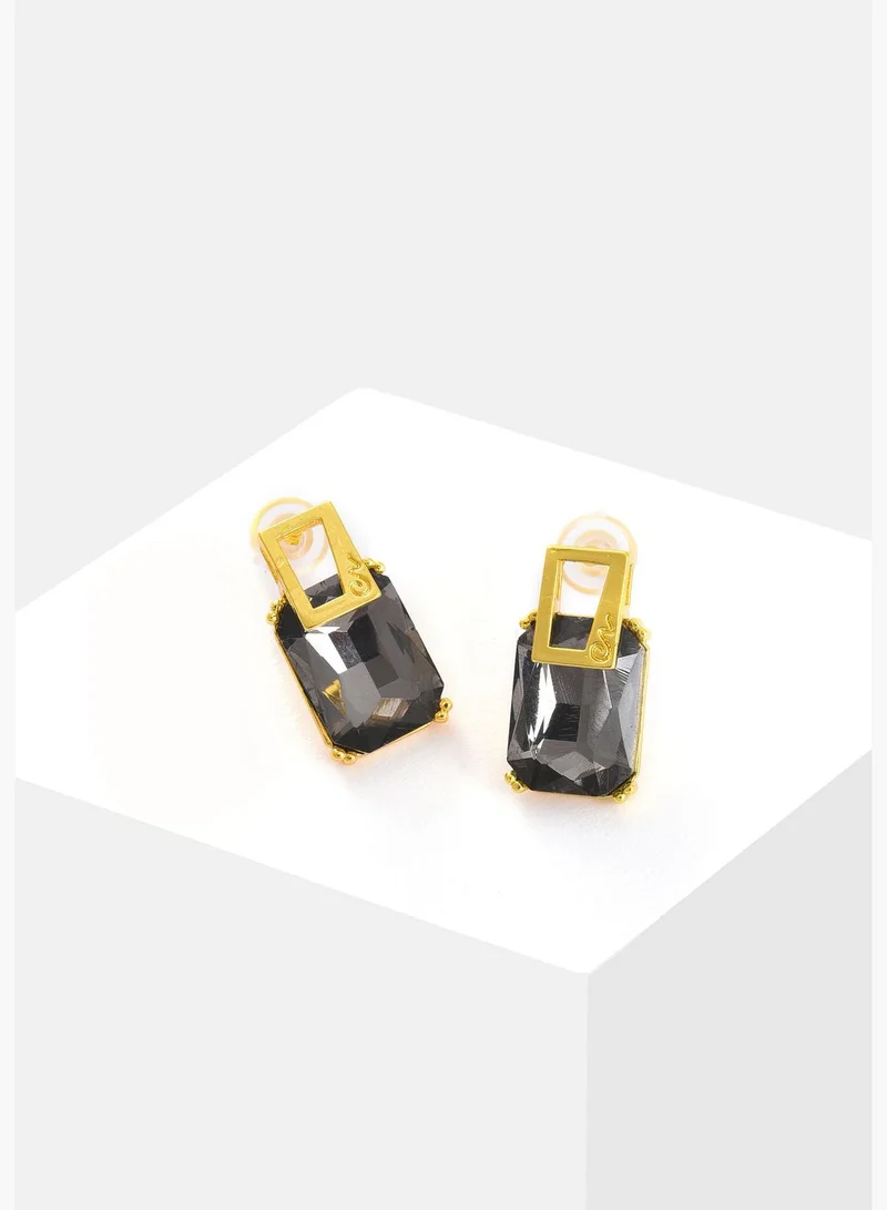SOHI Gold Plated Designer Stone Stud