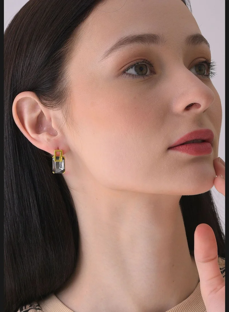 SOHI Gold Plated Designer Stone Stud