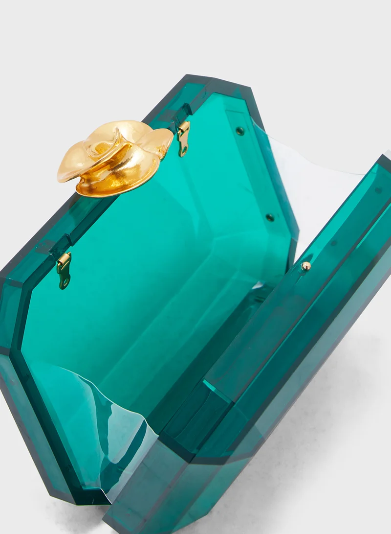 تيد بيكر Jewlli Rose Clasp Detail Hardcase Clutch