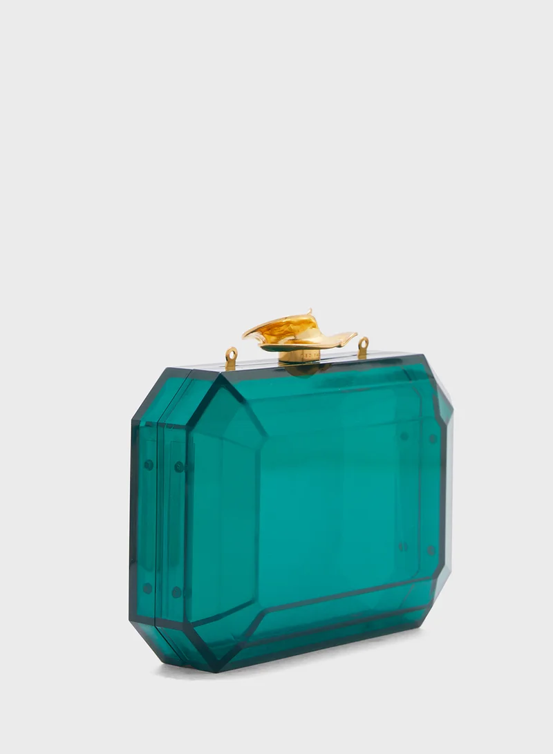 تيد بيكر Jewlli Rose Clasp Detail Hardcase Clutch
