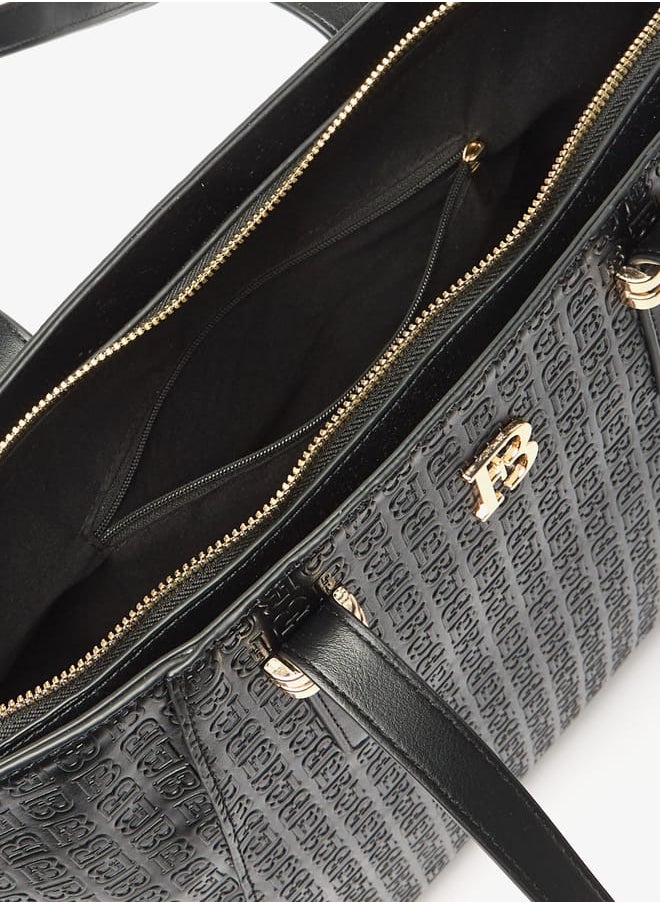 Flora Bella By Shoexpress - Women Monogram Detail Tote Bag with Detachable Strap and Zip Closure - Image 1