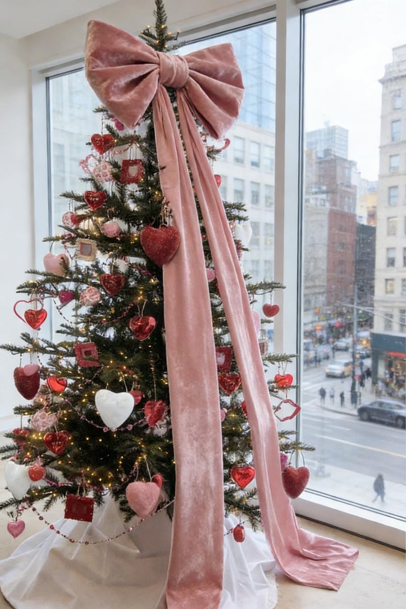 JEGERMIG Giant 3D Pink Velvet Bow Decoration 32"x250" for Door & Window with Butterfly Accents. Perfect for Valentine's Day & Christmas - Image 3