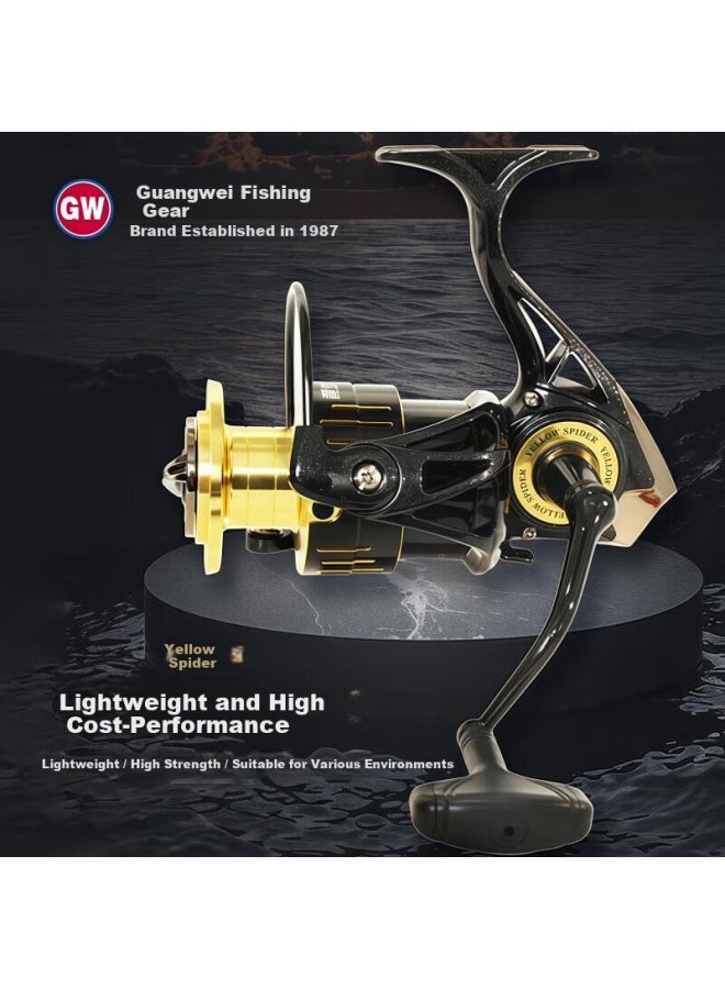 Gw Spinning Reel Yellow Spider 8+1 Bearings Reel Yellow Spider 2000s Model - Image 1
