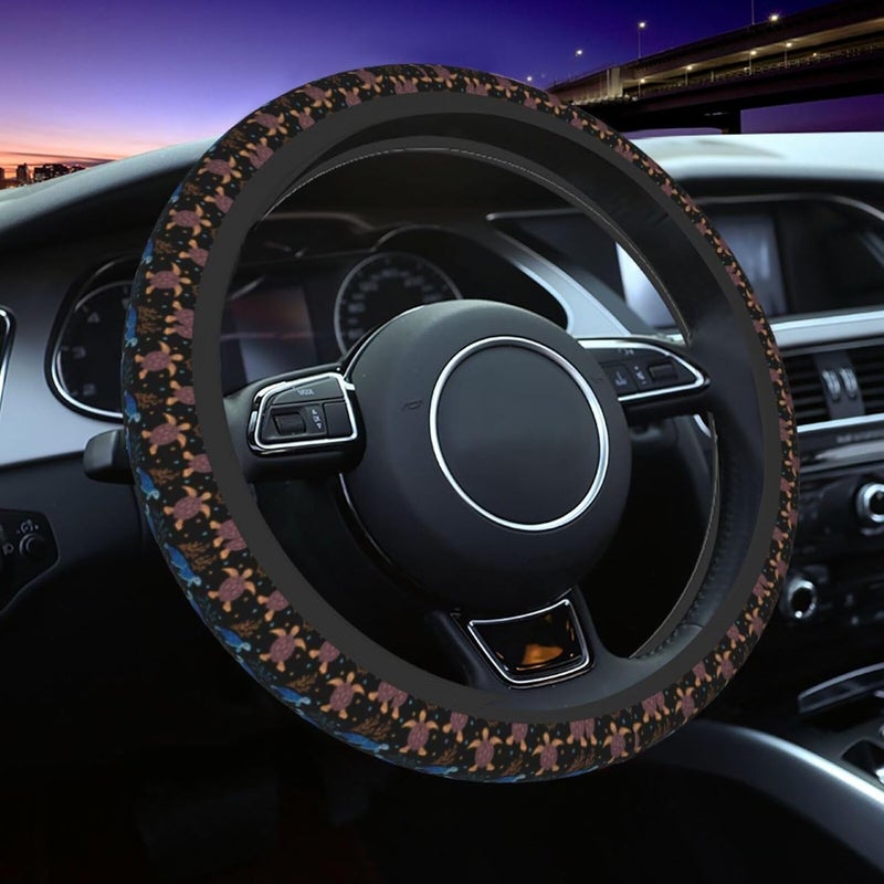 Car Steering Wheel Cover for Women Men, Non-Slip Breathable Steering Wheel, Sea Turtle Steering Wheel Protector, Car Accessories - Image 1