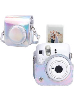 O Ozone Protective Camera Case for Fujifilm Instax Mini 12 Instant Camera|PU Leather Camera Cover with Adjustable Shoulder Strap - iridescent silver  - Image 1
