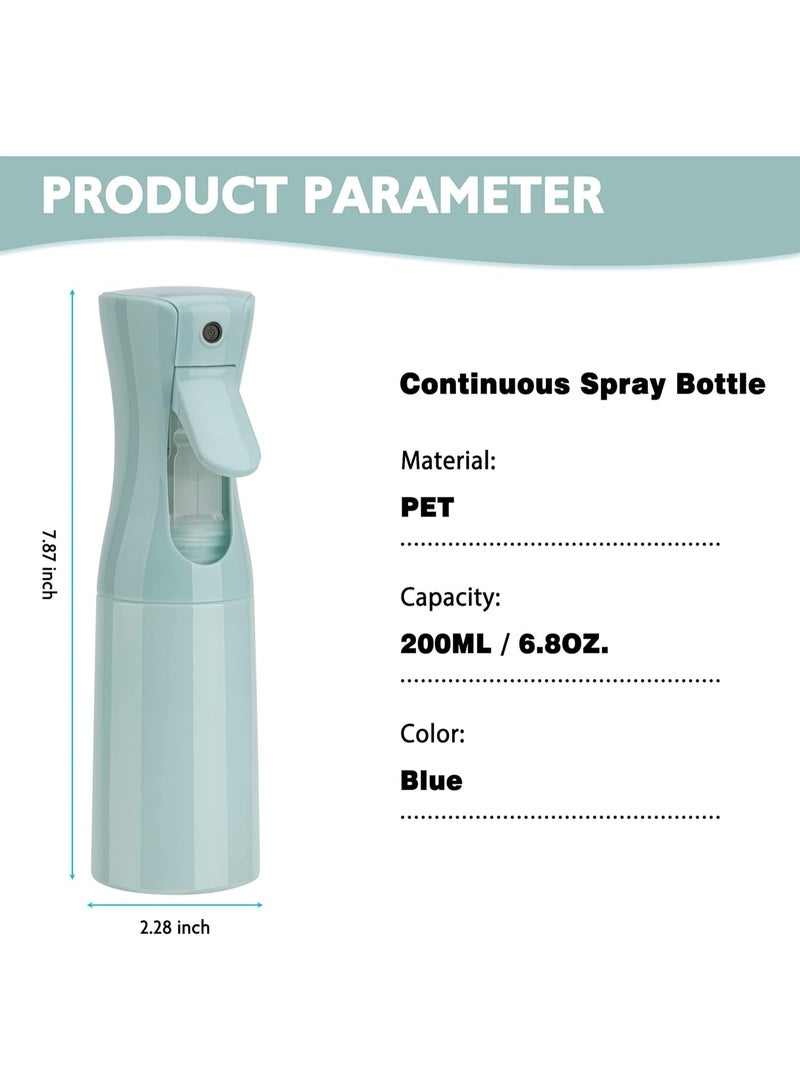 زجاجة رذاذ ماء ناعم مستمر 200 مل - بخاخ خفيف الوزن قابل لإعادة التعبئة للاستخدام في الصالونات، وتصفيف الشعر، والنباتات، والمنزل - أزرق فاتح - Image 3
