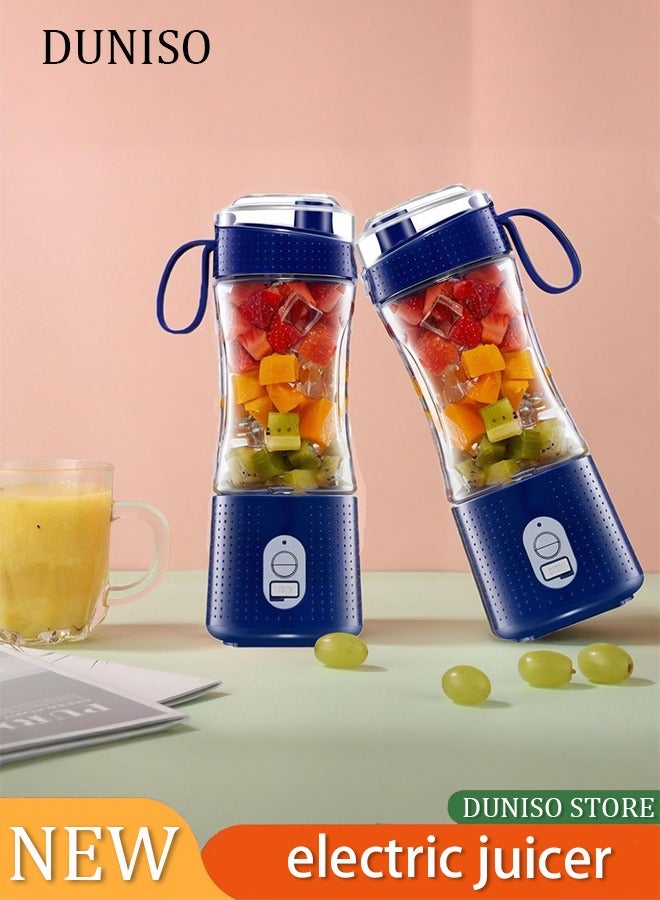 DUNISO 380 Ml Portable Personal Blender For Smoothie And Shakes, Powerful 3D Blades 4000mAh USB Rechargeable Juicer Cup(Deep Bule) - Image 1