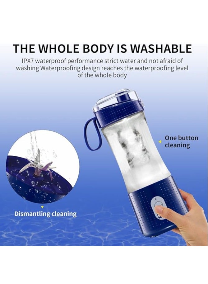 DUNISO 380 Ml Portable Personal Blender For Smoothie And Shakes, Powerful 3D Blades 4000mAh USB Rechargeable Juicer Cup(Deep Bule) - Image 5