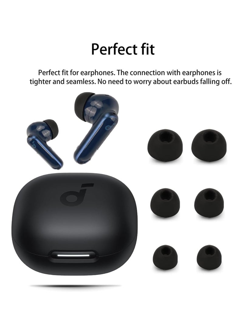 Generic 3pairs Ear Tips for Soundcore P40i Silicone Earbuds Replacement for Earbuds S/M/L-Black  - Image 2