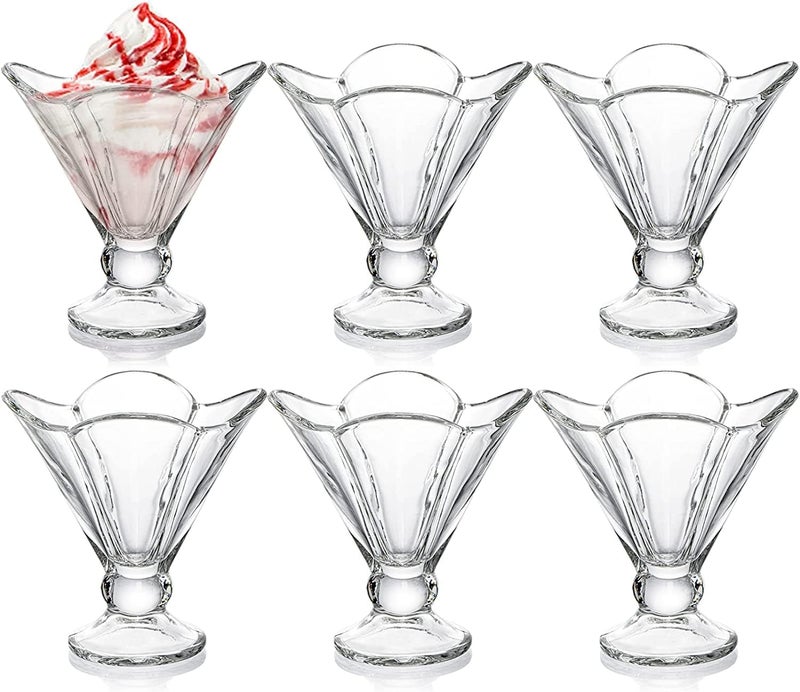 Praha Flower Ice Cream Bowl Set of 6 Small Dessert Cups for Serving Ice Cream Cup Pudding Dessert Sundae Fruit Salad Snack Cream Bowl Sweets Snacks Nuts 150ml Set of 6 Pcs - Image 1
