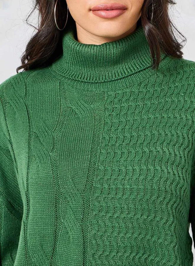 ستايلي Regular Fit Chunky Knit Turtle Neck Sweater