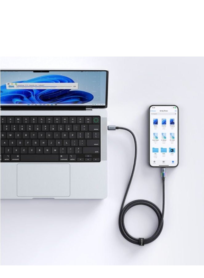 مكدودو كابل شحن سريع CA-8200 - USB-C إلى USB-C 100 واط مع 7 مصابيح ملونة - 1.2 متر - أسود - Image 3