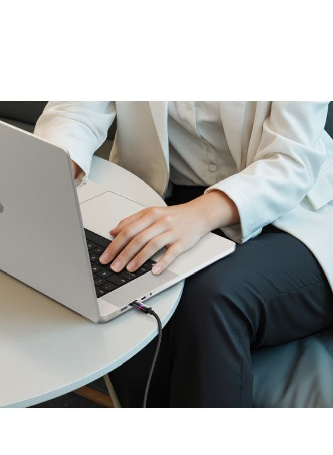 مكدودو كابل شحن سريع CA-8200 - USB-C إلى USB-C 100 واط مع 7 مصابيح ملونة - 1.2 متر - أسود - Image 5